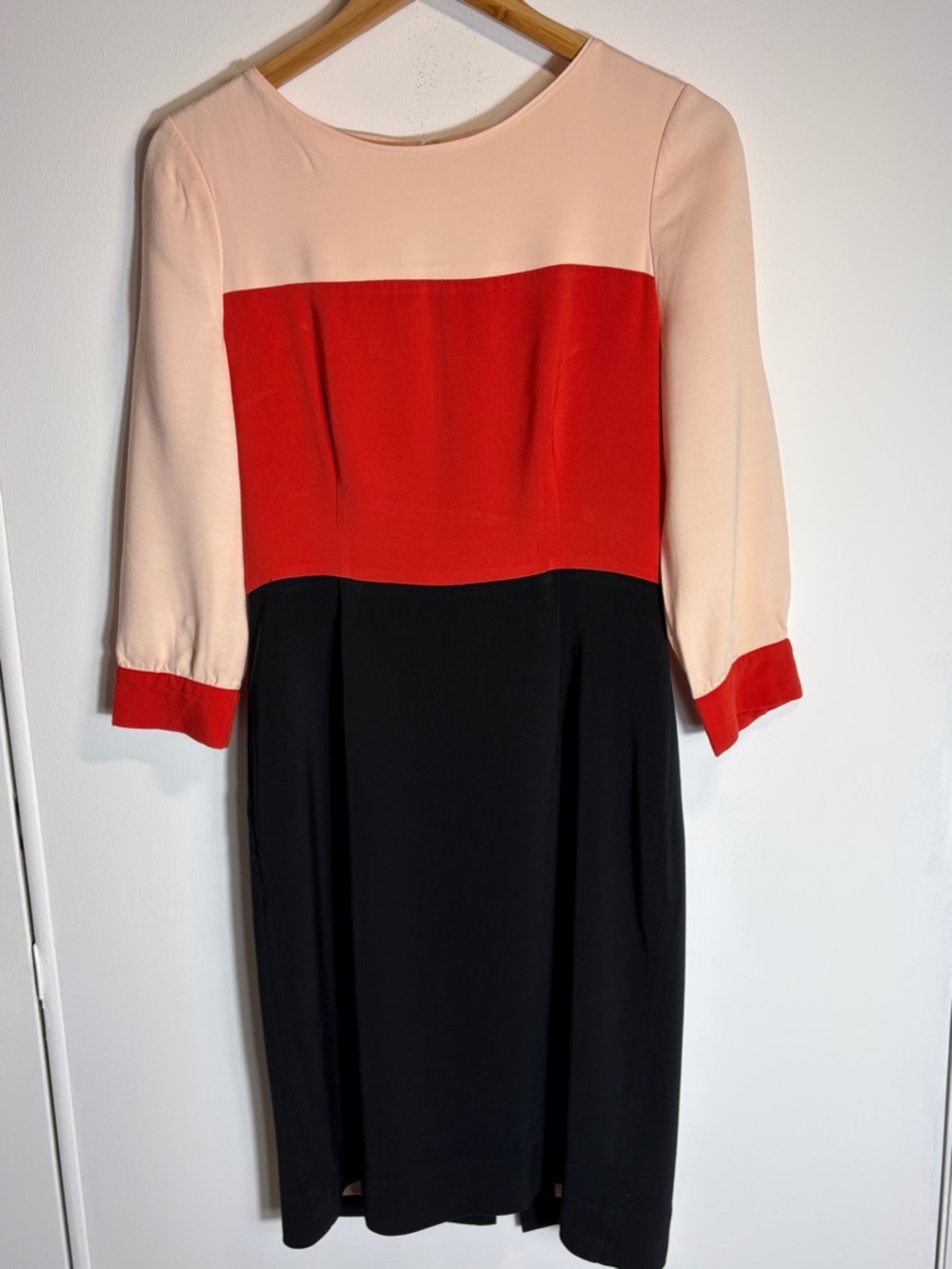 Kate Spade Colorblock Dress Size 6 Pink Red Black 3/4 Sleeve Sheath